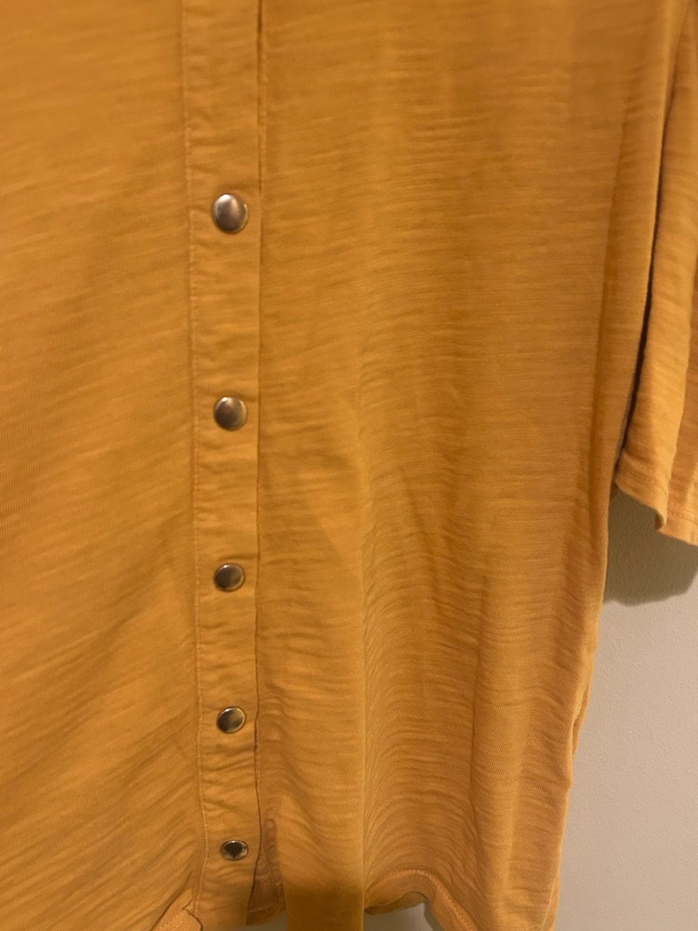 Nation LTD Mustard 3/4 Puff Sleeve Polo Top with Gold Buttons Size M - Picture 6 of 7